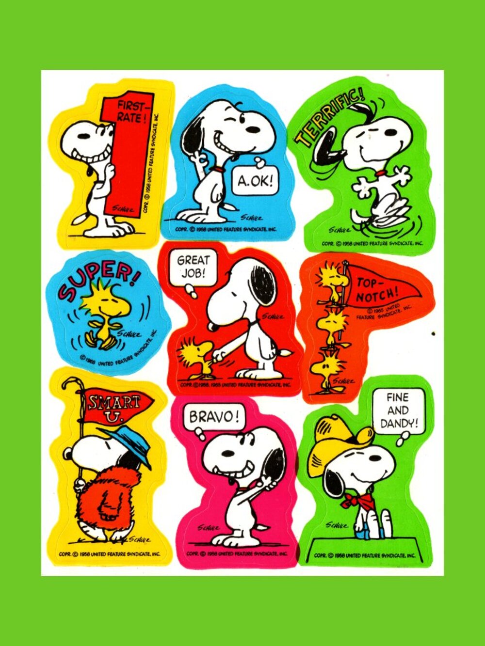 Hallmark Peanuts Snoopy Sticker Sheet Retro Craft & Collecting Vintage 1980s